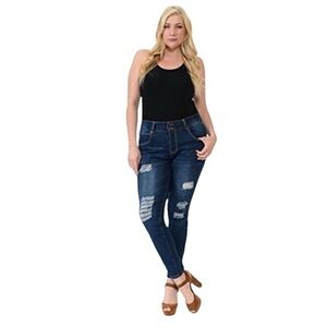 SWEET LOOK Blue Distressed Women plus size Jeans Size 16